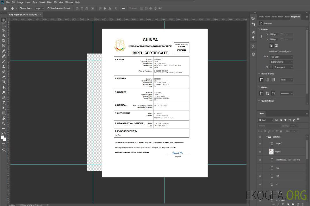Modèle Word et PDF d'acte de naissance d'acte d'état civil en Guinée template Modèle Word et PDF d'acte de naissance d'acte d'état civil en Guinée template